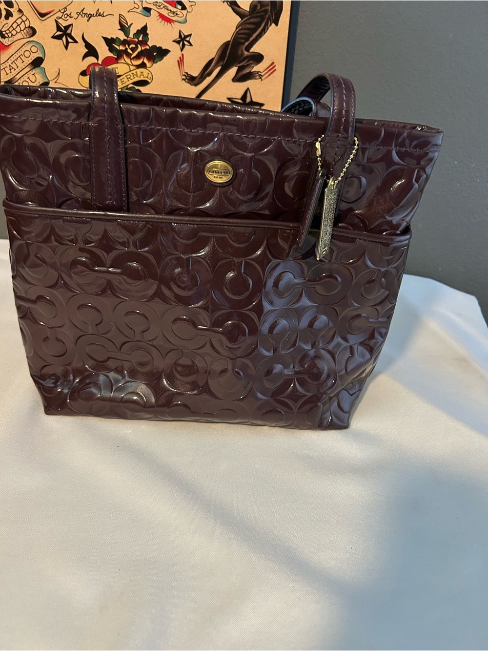 Vintage Coach Peyton Slouchy Tote in Plum 26901